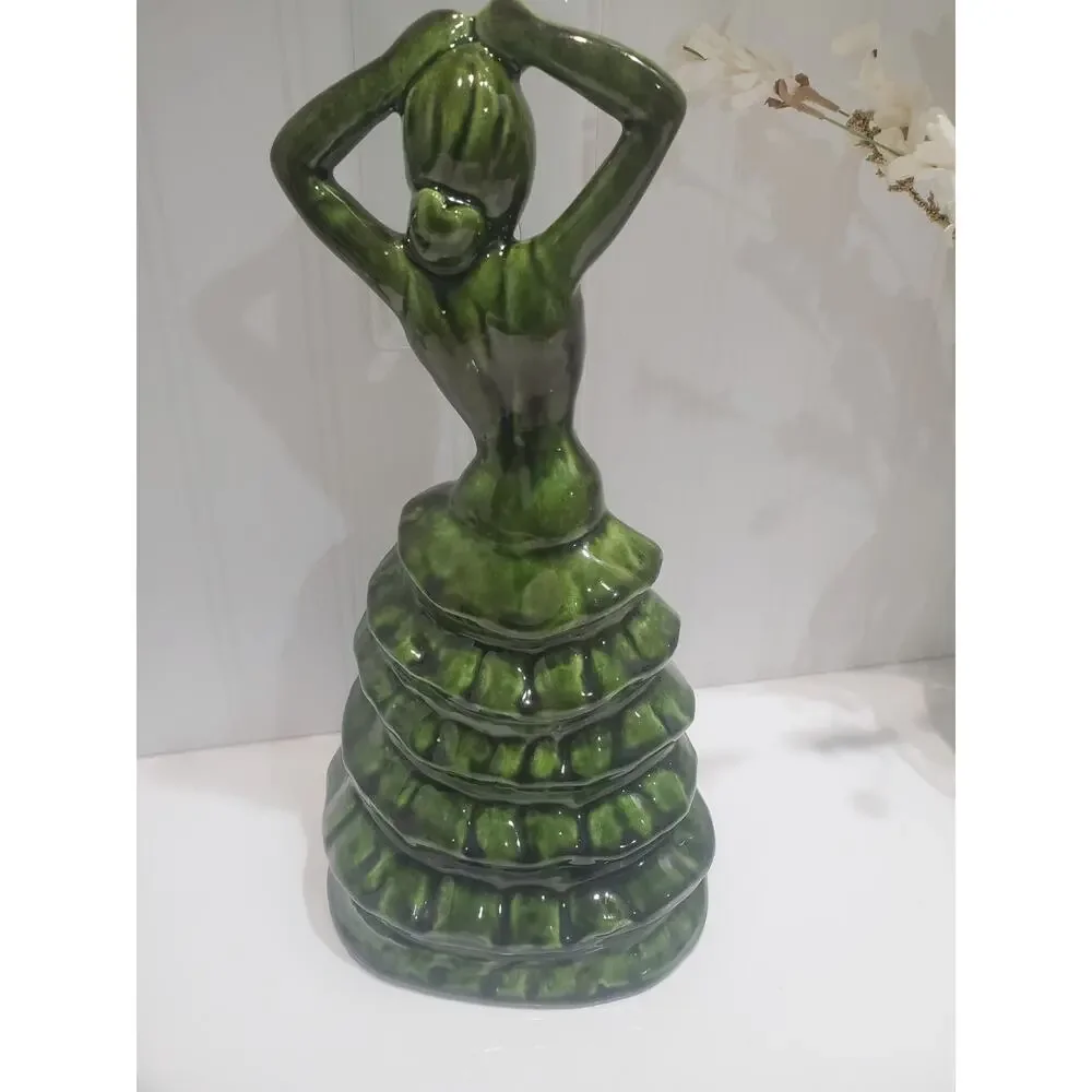 Rico Tomaso Prints And Vintage Green Glazed Chalkware Flamenco